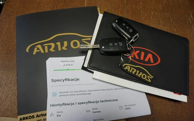 Kia Carens cena 48900 przebieg: 188844, rok produkcji 2016 z Suchowola małe 781